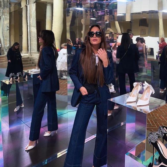 Zara Set - Golden Button Blazer Denim & High Rise Front Sean Z1975 Jeans - Picture 5 of 16